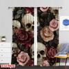 Flat Printing Curtains Gothic Skull Polyester Without Electricity Family Party Suitable Living Room Outdoor Decor Set Of 2 Made