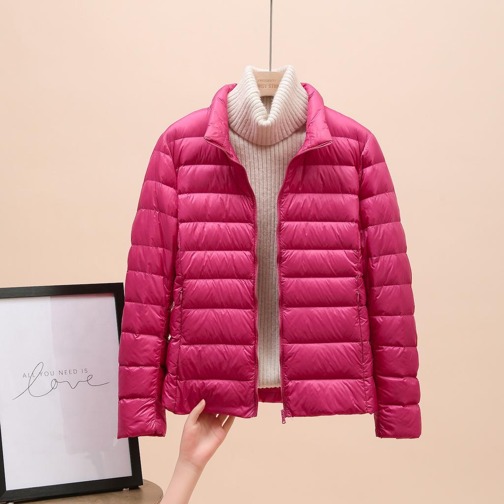 Down jacket women's new short light and thin thickened warm slim white duck down fashion coat