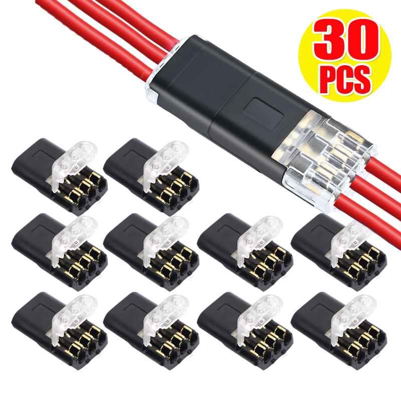 3-Pin Wire Connectors Terminals Universal Quick-Connect Plug-In Crimp Wire Cable Mini Electrical Inter-plug Type Connector Tools