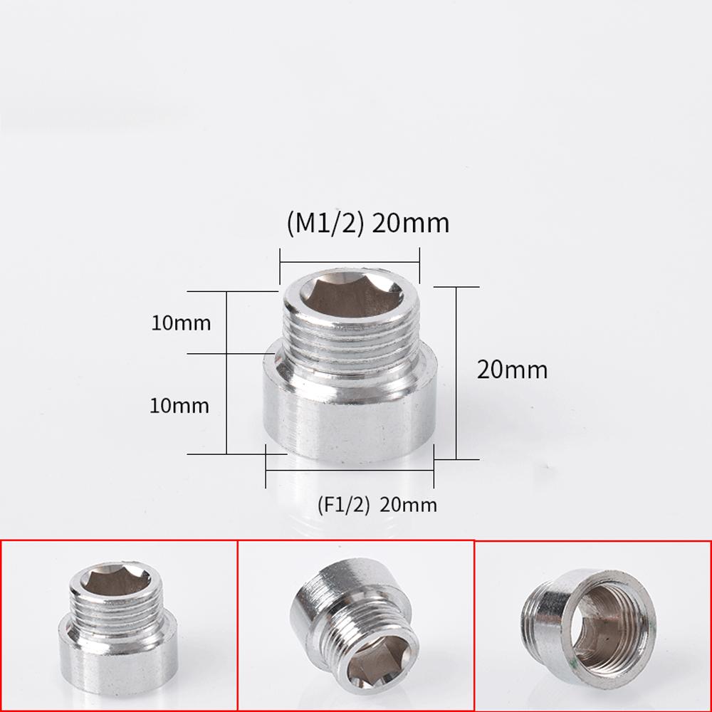 Brass 1/2 " Female To Male Stainless Steel Thickened Extension Joint Lengthened Hexagonal Extension Direct Chrome Plating Brass