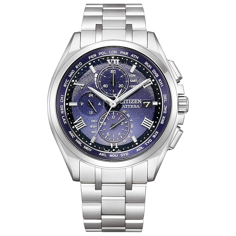 

[Citizen] watch Atessa Photovoltaic eco-drive radio clock waterproof DEAR collection Limited pair model blue blue AT8240-66L men s silver