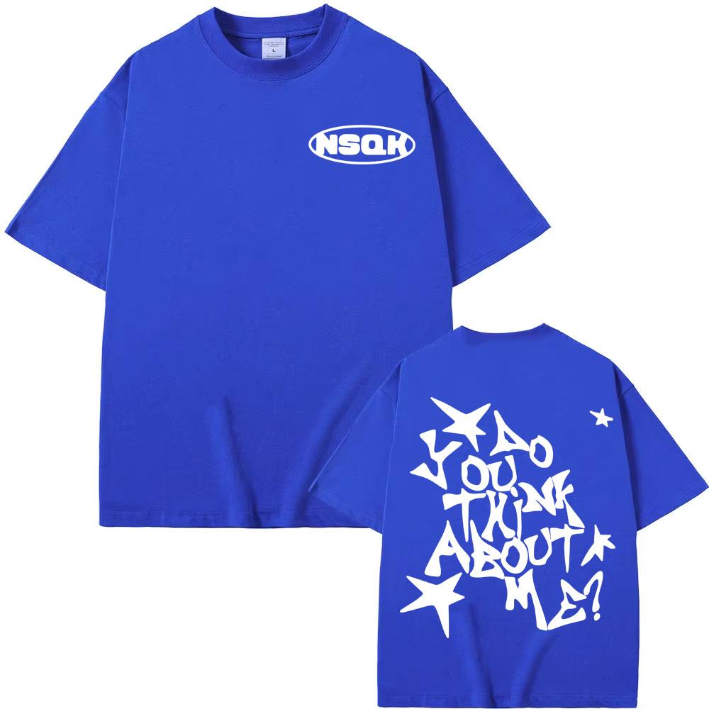 Rapper Nsqk Aoou Thnk about Me Album 2025 Merch T Shirt Men Women Fashion Retro Short Sleeve Oversized Cotton T-shirt Streetwear