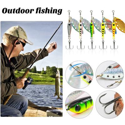 5Pcs 5.7CM/9G Fishing Lure with Spinner Blade Hook Long Casting Metal Rotating Sequin Spoon Spinnerbait Saltwater Freshwater Bass Pike Walleye Fishing