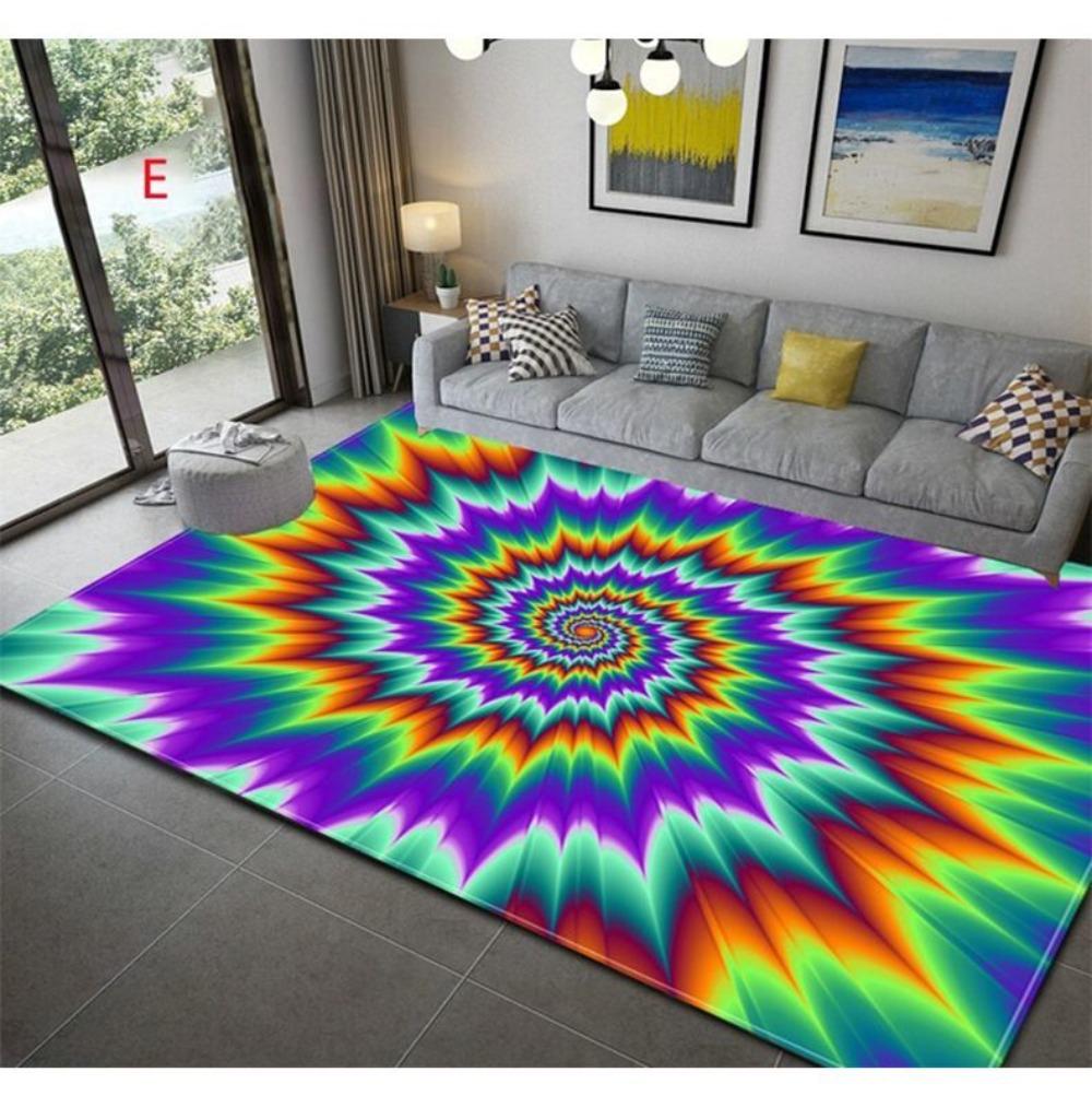 Purple Carpet Colorful Dizziness Vision 3D Printed for Home Living Room Bedroom Decor Non-slip Rug Floor Mat Comfortable Carpet