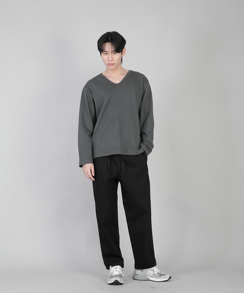 Seinteukeulu Plain Tapered Cotton Pants Rtp-380 Black