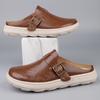 Fashion Casual Leather Men's Summer Muller Shoes Fashion Slippers Beach Shoes Outwear Sandals Stylish Trendy  Anti Slip Male Half Drag