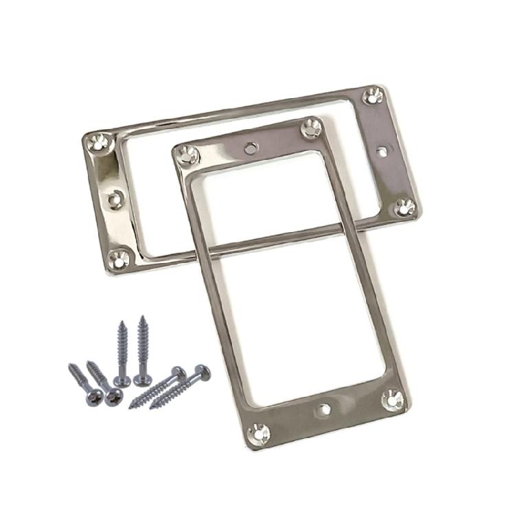

2Pieces Set Flat Metal Humbucker Pickup Rings Metal Humbucker Cover Mounting Rings for Electric Guitars with Screws срібний