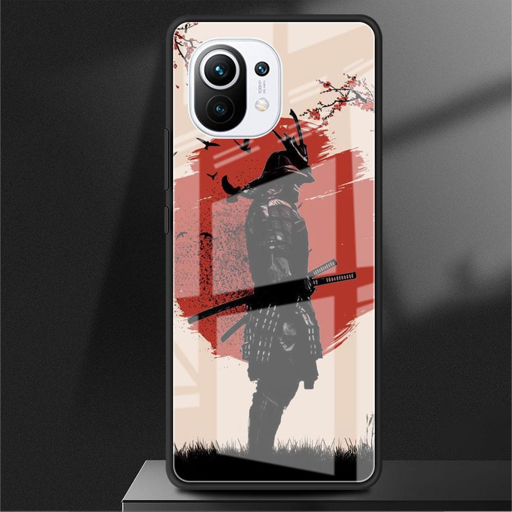 

Стеклянный чехол для Xiaomi Poco X3 NFC 11 Lite 11T F3 M3 Redmi Note 11 10 9 8 Pro 10S 9S 9A 9C Чехол для телефона Landscape Ink Samurai Art Redmi Note 9S