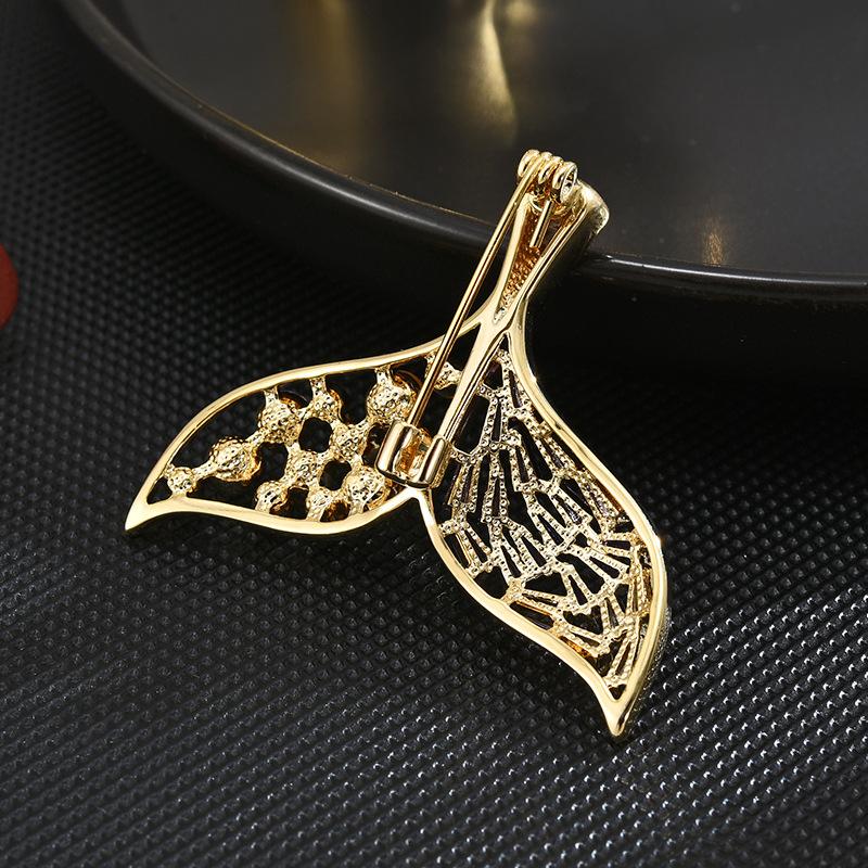 Spille da Donna Moda Viola Coda di Pesce Spille Per Donne Lusso Colore Oro Lega Zircone Spilla Spille di Sicurezza