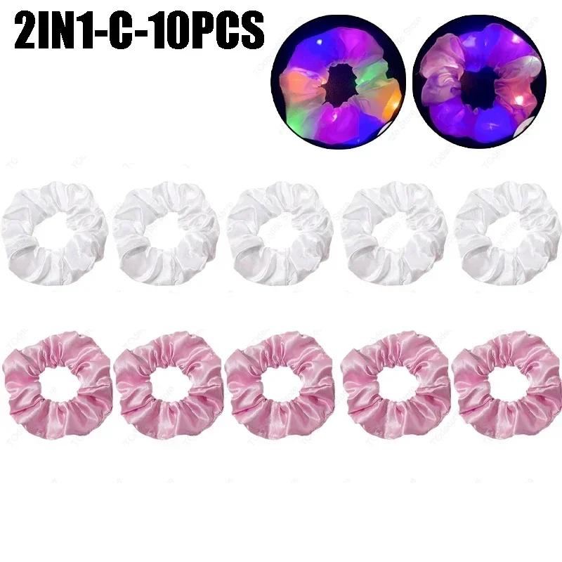 LED Luminous Scrunchies Hairband Ponytail Holder Headwear Elastic Satin Hair Bands Girl Hair Accessories for Party