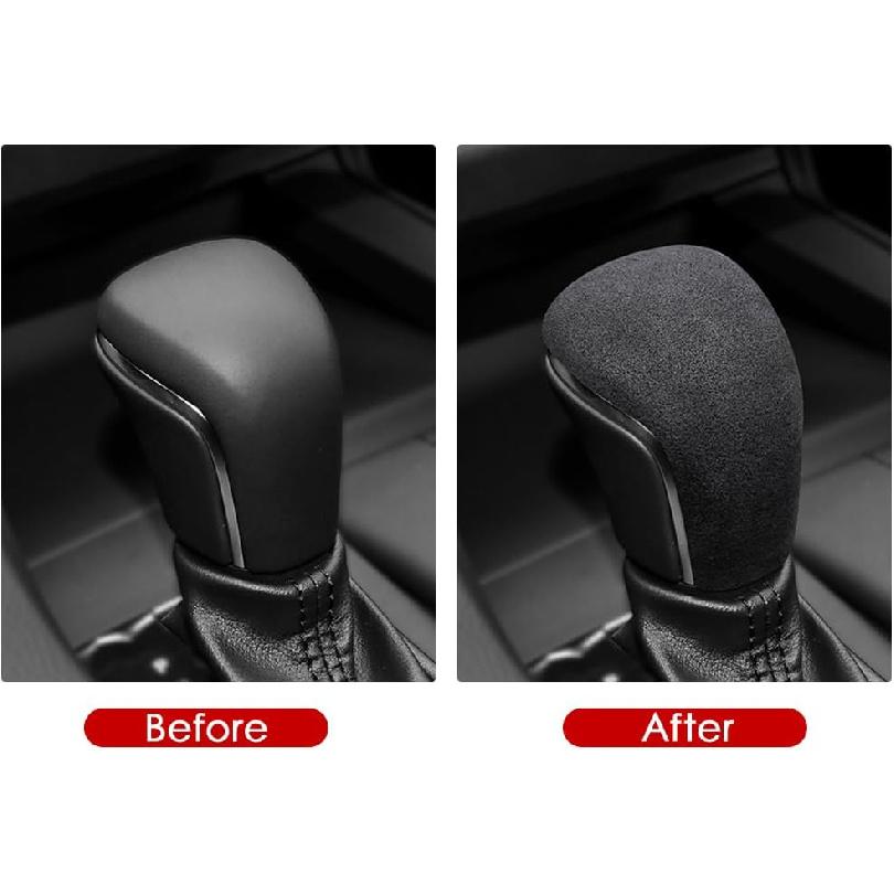 Car Interior Suede Leather Gear shift Knob Cover Trim Compatible with Toyota Camry 2018-2024,for Avalon Corolla Levin 2019-2024 Accessories (DARK