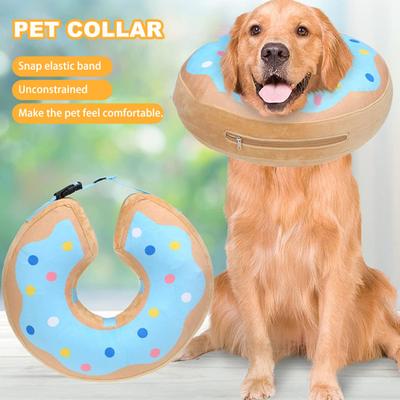 Pet Inflatable Collar Adjustable Dog After Surgery Recovery Donut Collar Anti-Biting Anti-Licking Pet Soft Cone for Stitches Wounds Rashes