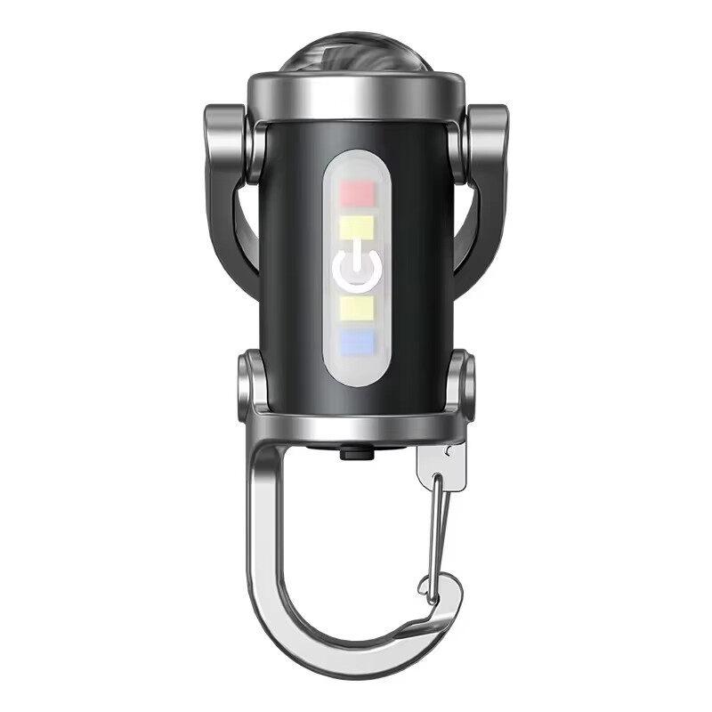 COB LED Mini Keychain Flashlight USB Rechargeable Portable Flashlight Keychain Light Camping Pocket Torch Lamp For Outdoor Camping Fishing Walking