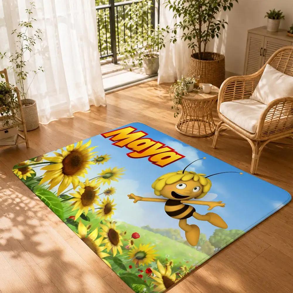 Classic Cartoon M-Maya the Bee Floor Mat Non-Slip Absorbent Floor Mat Decorative Rug for Home Bathroom Bedroom Entryway