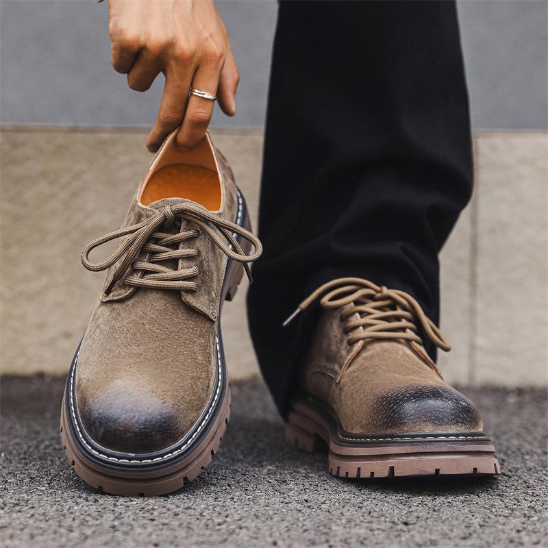 Men's shoes autumn retro British big head derby tooling shoes casual leather shoes low top Martin shoes 4515-J