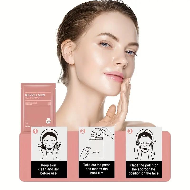 Bio Collagen Face Mask Sheet Peptide Anti-Aging Facial Mask for Skin Brightening Firming Moisturizing and Wrinkle Reduction Treatment