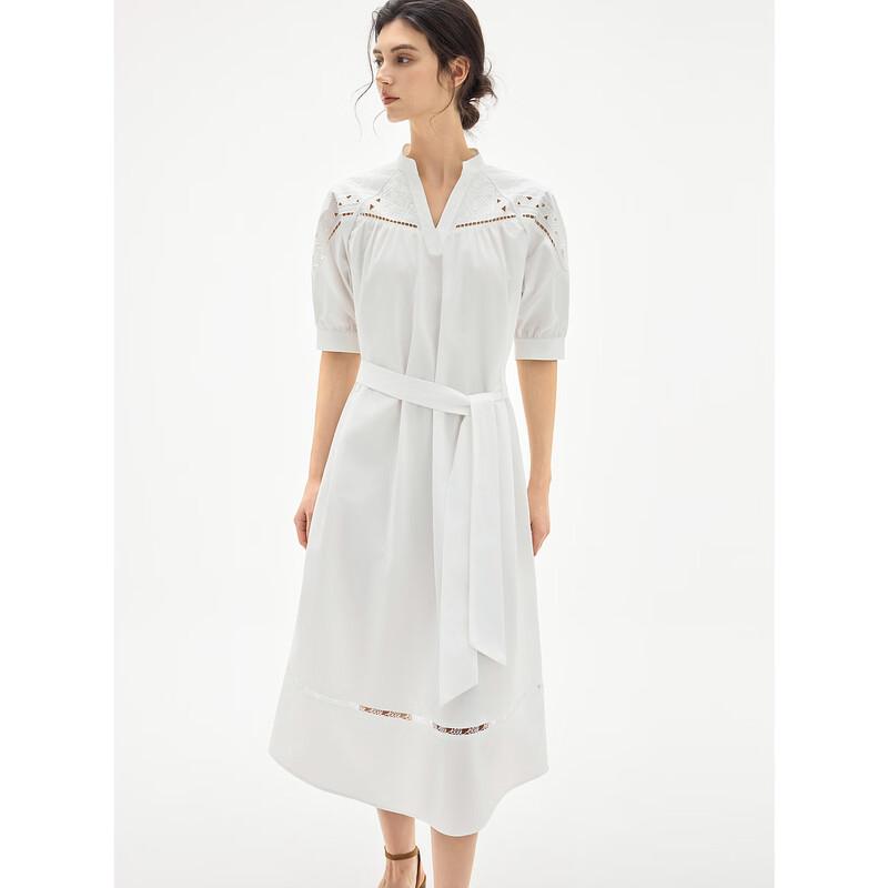 

ELLE Retro Lace Embroidery A-line V-Neck Dress M