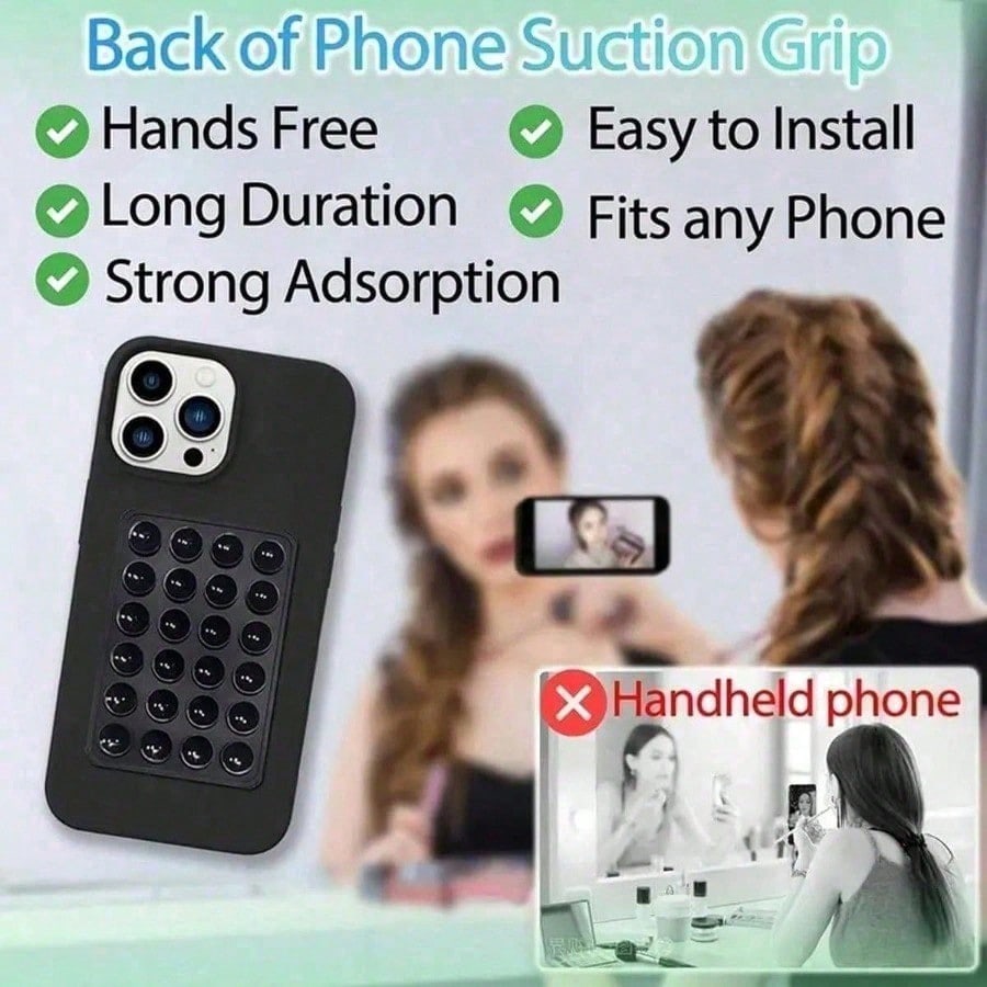 1 pezzo Supporto per Custodia Telefono con Ventosa in Silicone Double Sided, Impugnatura per Telefono Appiccicosa in Silicone con Maggiore Aspirazione per Cellulare