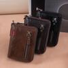 Herren Leder Geldbörse Kurz Reißverschluss Münzbörse Vintage RFID-Blockierend Zweifach gefaltete Geldbörse mit Kartenhalter Foto Fach Ketten Geldbörse Männliche Clutch Geldbörse