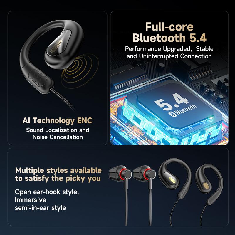 NEW Sports Car Shape Surround Sound Neckband Open-ear LED Display Headsets Wireless Bluetooth Headphones Sports Gaming Earphones