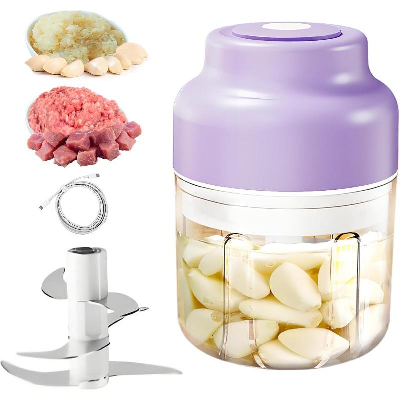 Rechargeable Electric Garlic & Vegetable Chopper - Cordless Mini Food Processor with 6 Blades for Onion,Nut,Herb, 320ml Capacity