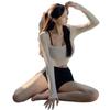 2025 Women's Korean Sexy Slimming Two-Piece Swimsuit Set with Tummy Control and Long Sleeve Swimwear