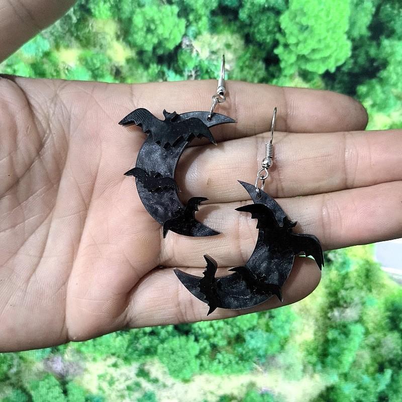 Retro Gothic Punk Bat Skull Spider Pumpkin Halloween Earrings