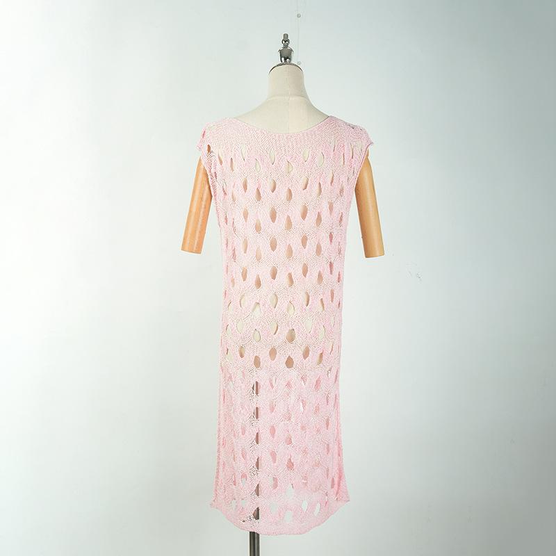 New Knitted Large Hollowed-out One-piece Vacation Casual Beach Bikini Women's Dress