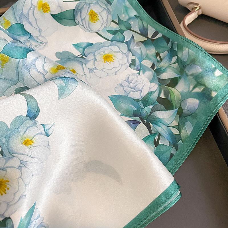 1116 Fresh Printing Fashion Silk Small Square Scarf Women's Silk Scarf Decorative Scarf Mulberry Silk Shawl Temperament Scarf