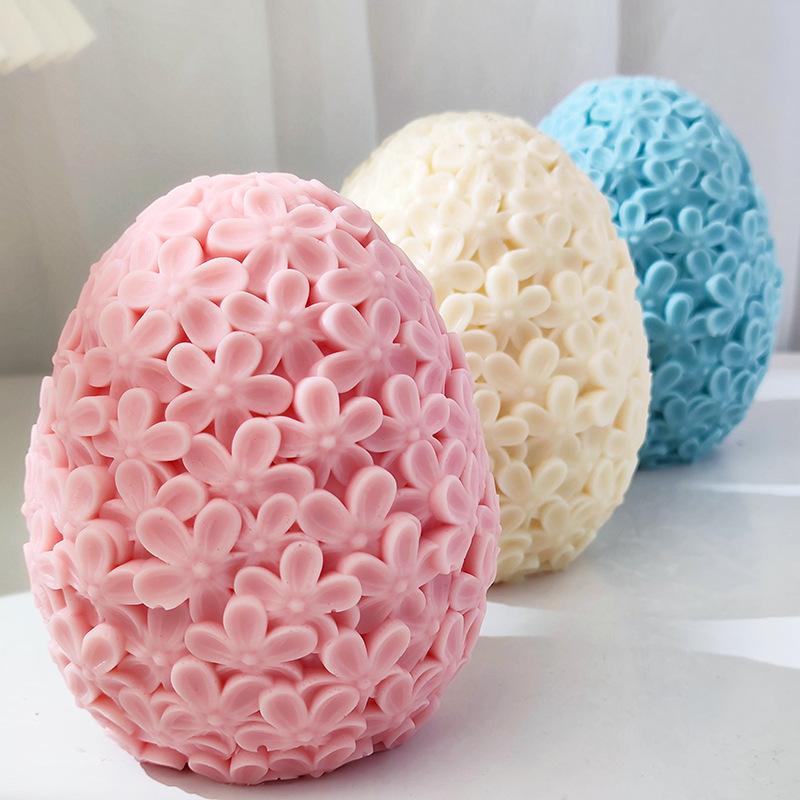 Schnitzen Blume Ei Silikon Kerzenform Catharanthus Kugel Seife Harz Gipsform Schokolade Kuchen Eiswürfel-Set Heimdeko Geschenk