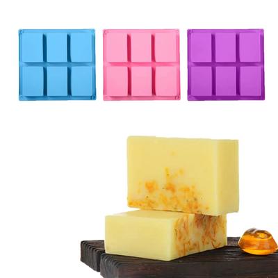 Moule à savon carré en silicone à 6 cavités pour la fabrication de savons, moule à savon rectangulaire fait à la main, moule à gâteau