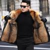 Large Fur Collar Down Jacket Men's Winter Thick Cotton Jacket Regular Hooded Outwear Fur Jacket Parka