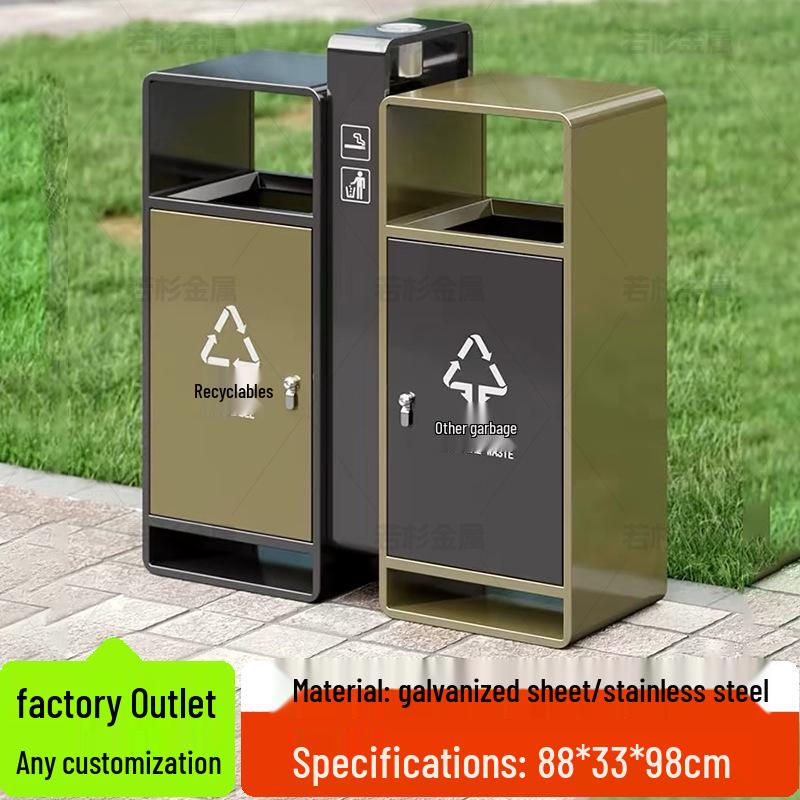Stainless Steel Large Outdoor Trash Can for Sorting Waste