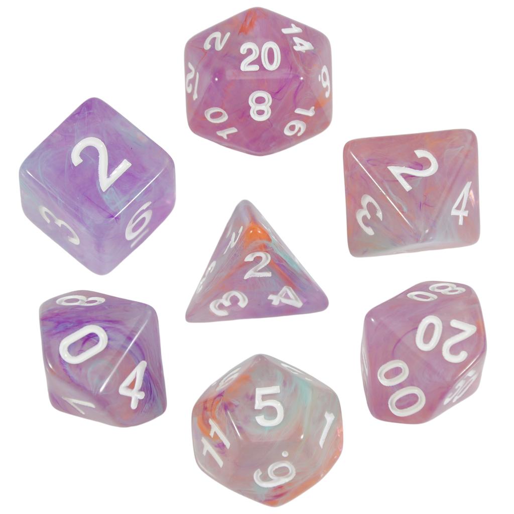 DND Dice Set with Mixed Color Fog Effect, 7pcs Polyhedral Dice for Board Games, DND TRPG Gaming Accessories, Perfect for Role-Playing Games