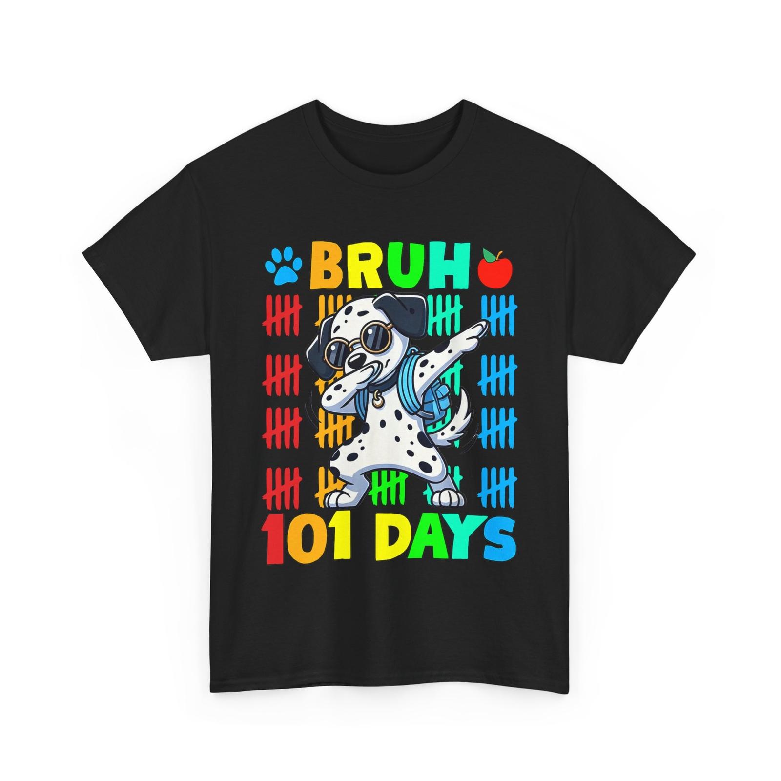 Bruh 100 Days Of School Dalmatian Dog Dabbing 100th Day Boys T-shirt M