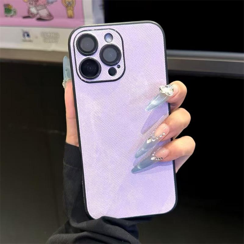 

Side sticker denim pattern for iPhone17pro phone caseApple 16pro solid color 15pro with lens film 14p iphone11【 6.1inch 】 фіолетовий