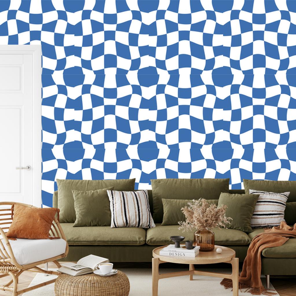 Wallpaper Free checkerboard blue and white, blue background 50x1000