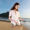 Sancai Plus Size 100% Cotton Jacquard White Blouse