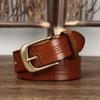 3.3Cm Wide Retro Personalized Embossed Belt Men'S Genuine Leather First Layer Cowhide Fashion Trend Casual Copper Buckle Belt