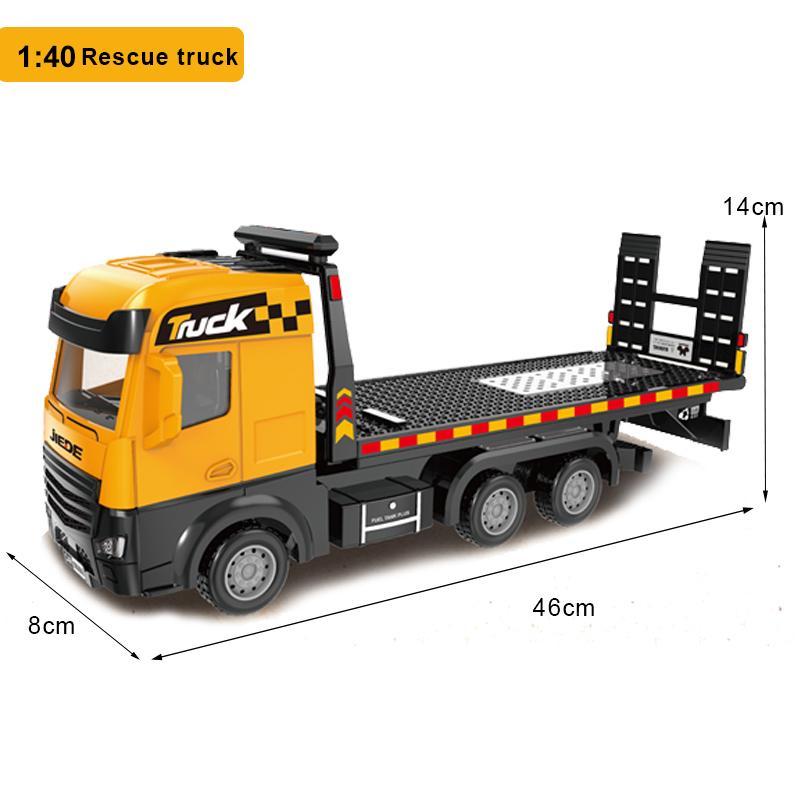 1:40 Engineering Truck Model Rescue Car Transporter Excavator Bulldozer Crane Mixer Play Construction Collection Toys For Kids
