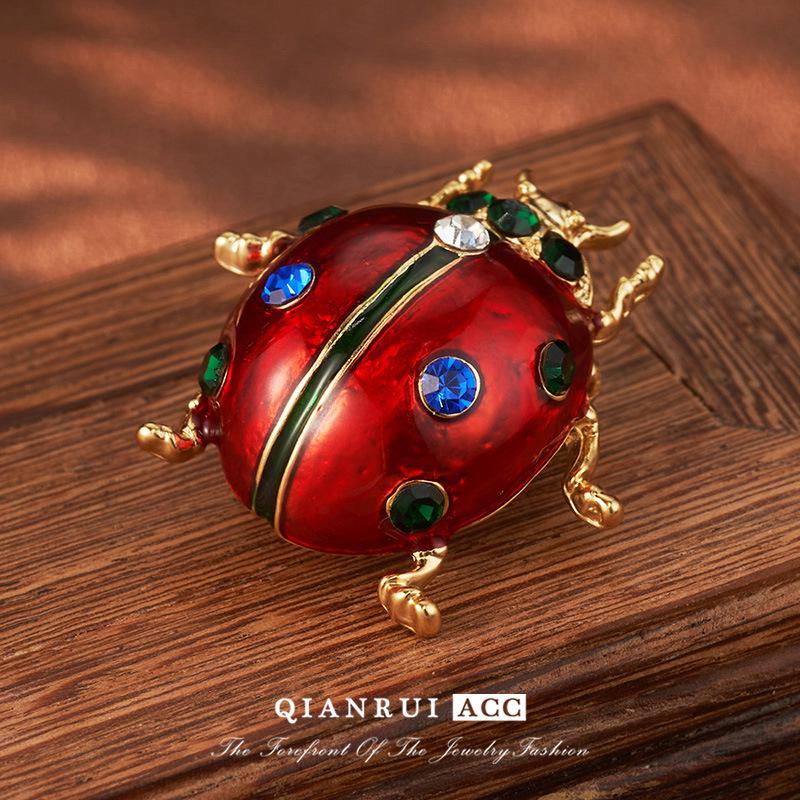 Vintage Ladybug Brooch - Retro Beetle Design Luxury Jewelry Accessory for Women