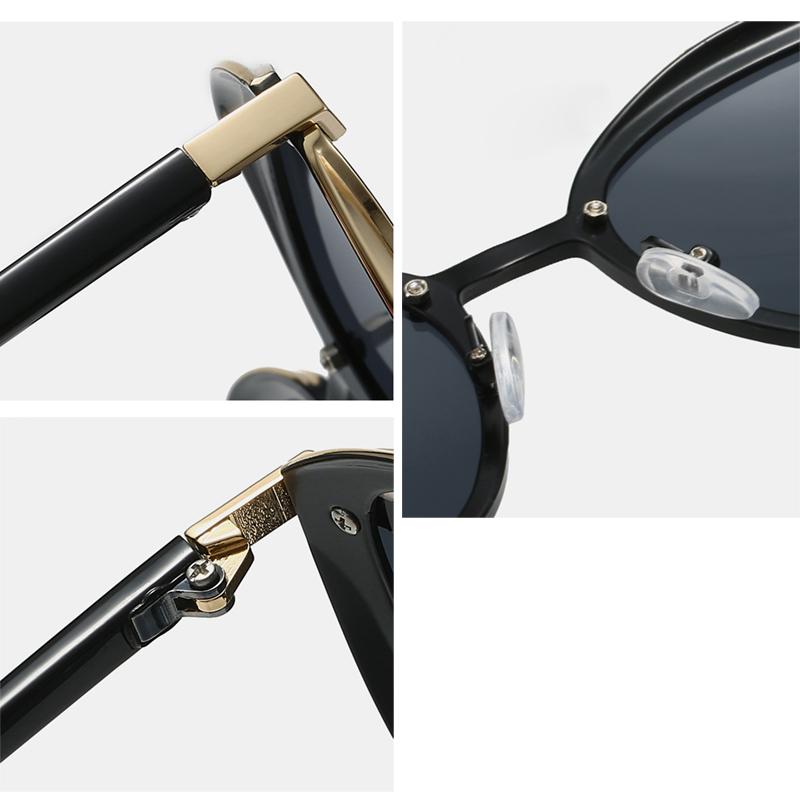 Non-polarized Women Full Frame Cat Eye Shaped Trendy Sunglasses Metal Frame Popular Multicolor Lenses Elegant Pink Sunglasses