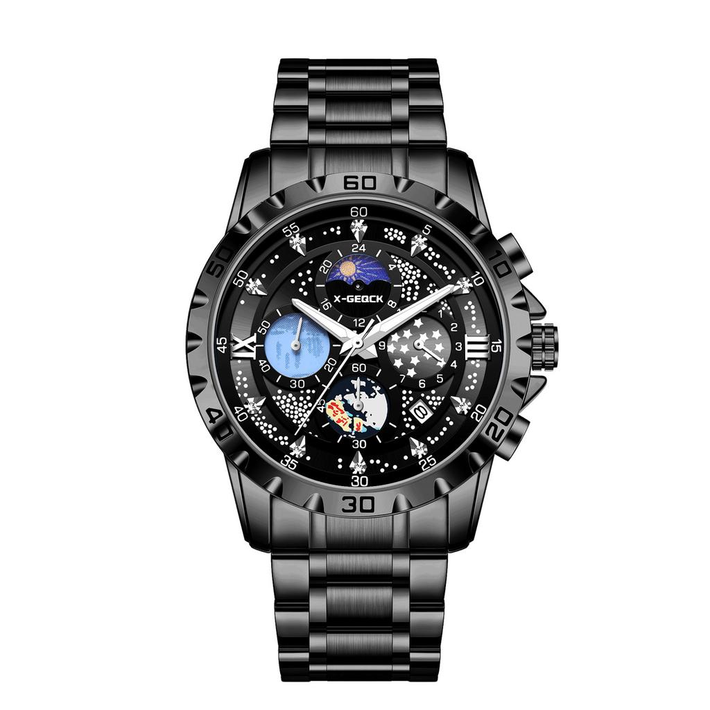 Men'S Star Quartz Watch Fashion Business Watch Waterproof Small Three-Pin Watch Men'S