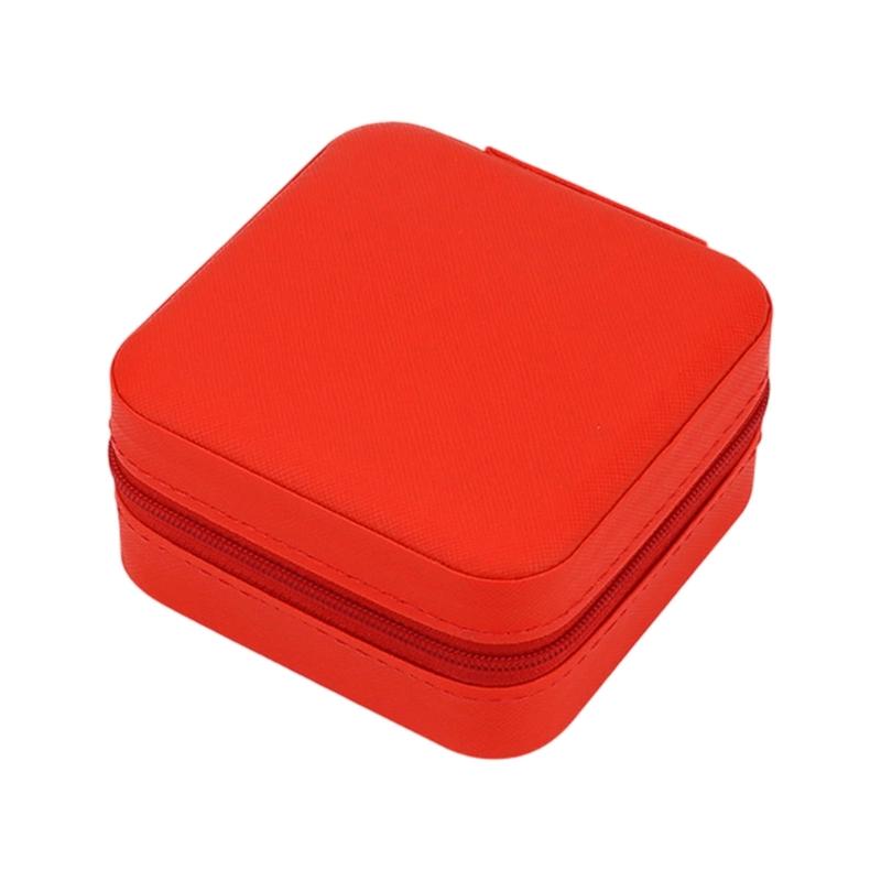 Jewelry Storage Box with Mirror, Compact Travel Case with Ring Rolls, Necklace Hooks and Zip-Around Closure Design