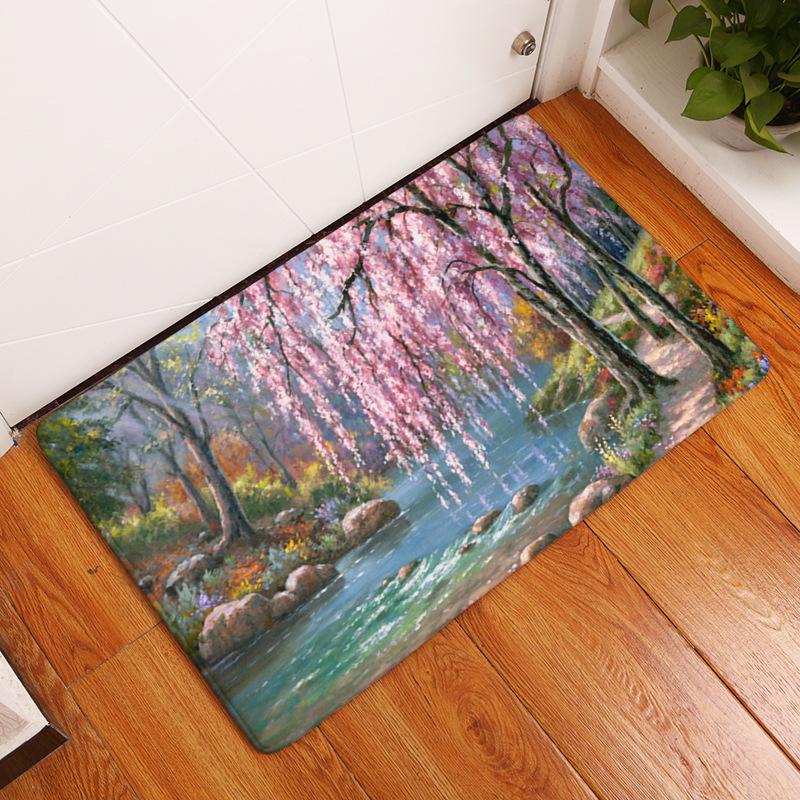 Carpet Door Mat Indoor Floor Mat Non-slip Rug Retro Oil Painting Printing Kitchen Entrance Door Mat