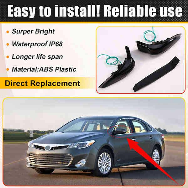 Pair of LED Sequential Turn Signal Lights for Toyota Avalon, Camry, Corolla, RAV4 Mirrors