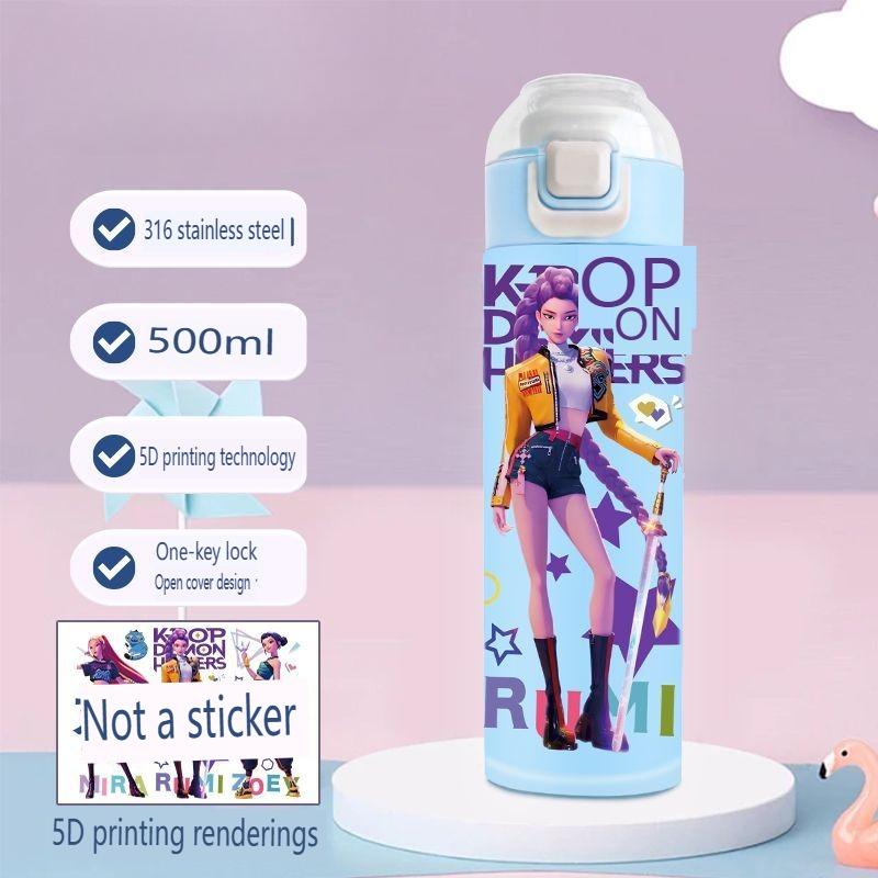 Isolierbecher im K-Pop-Hexenjäger-Design, tragbarer Edelstahl-Trinkbecher mit großem Fassungsvermögen für Kinder