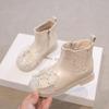 Girls' Martin Velvet-Lined Leather Boots 2025 - Fashionable Short Cotton Shoes for Autumn/Winter