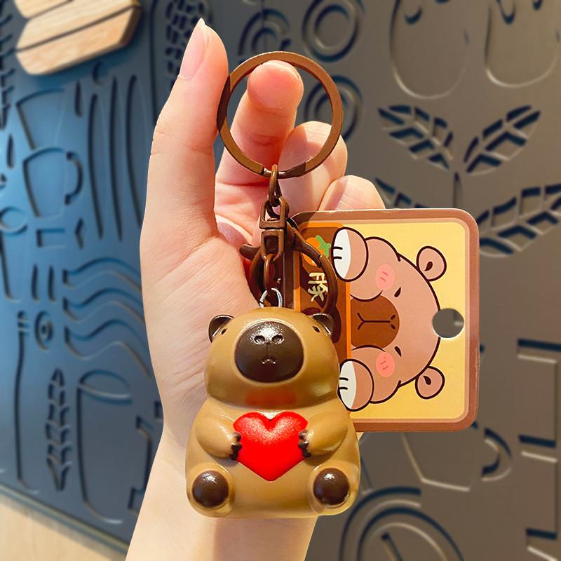 

Glowing Sound Heart Capybara Keychain Silicone Bag Charm Ideal For Couples Friends And Dark