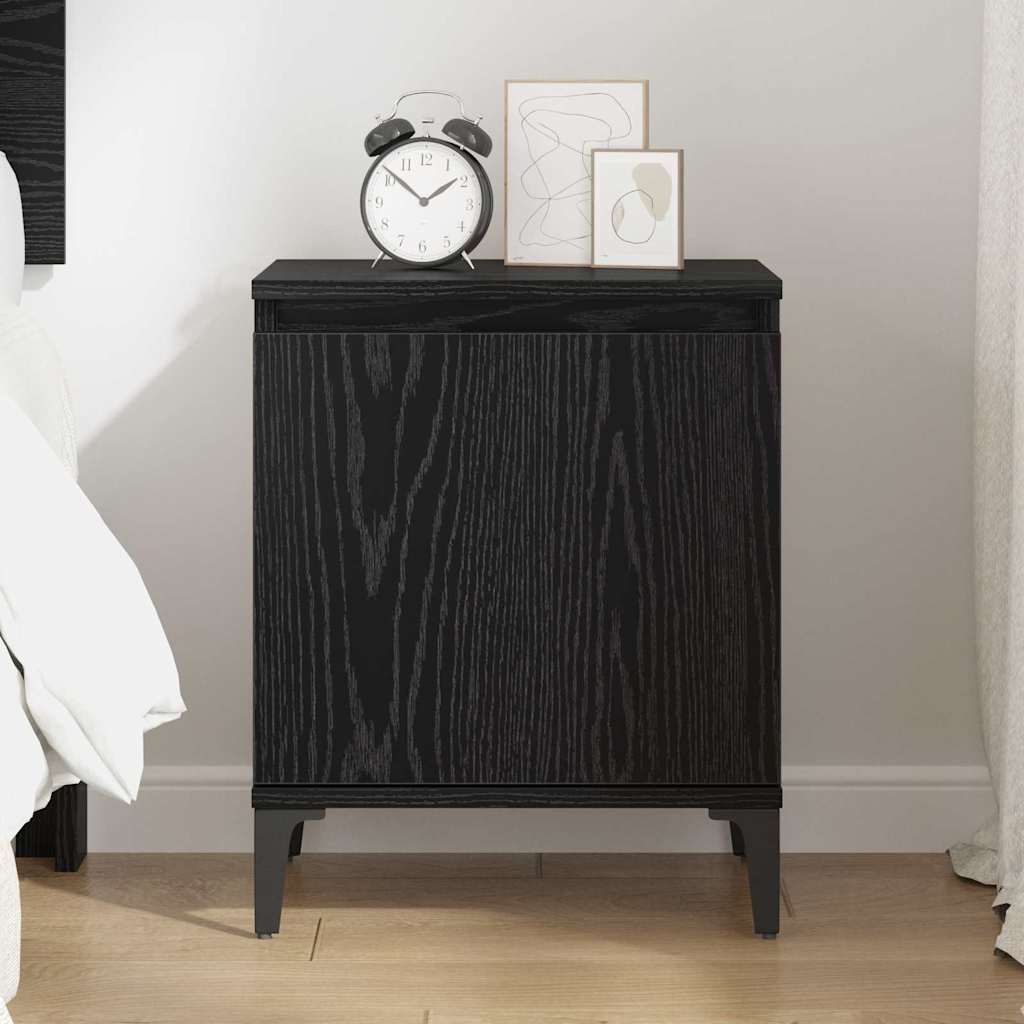 Nightstand Black Oak Effect 40 x 30 x 50 cm Engineered Wood